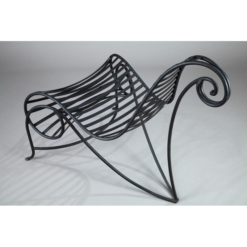 "Spine" chair in black lacquered wrought iron, André DUBREUIL - 1990s