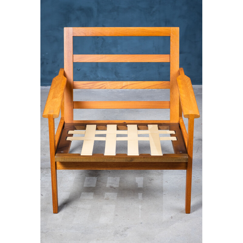 Vintage Capella teakhouten fauteuil van Illum Wikkelsø voor Niels Eilersen, Denemarken 1960