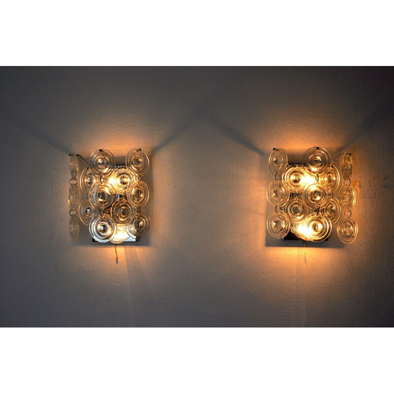 Pair of vintage murano glass sconces by Oscar Torlasco, Italy 1970