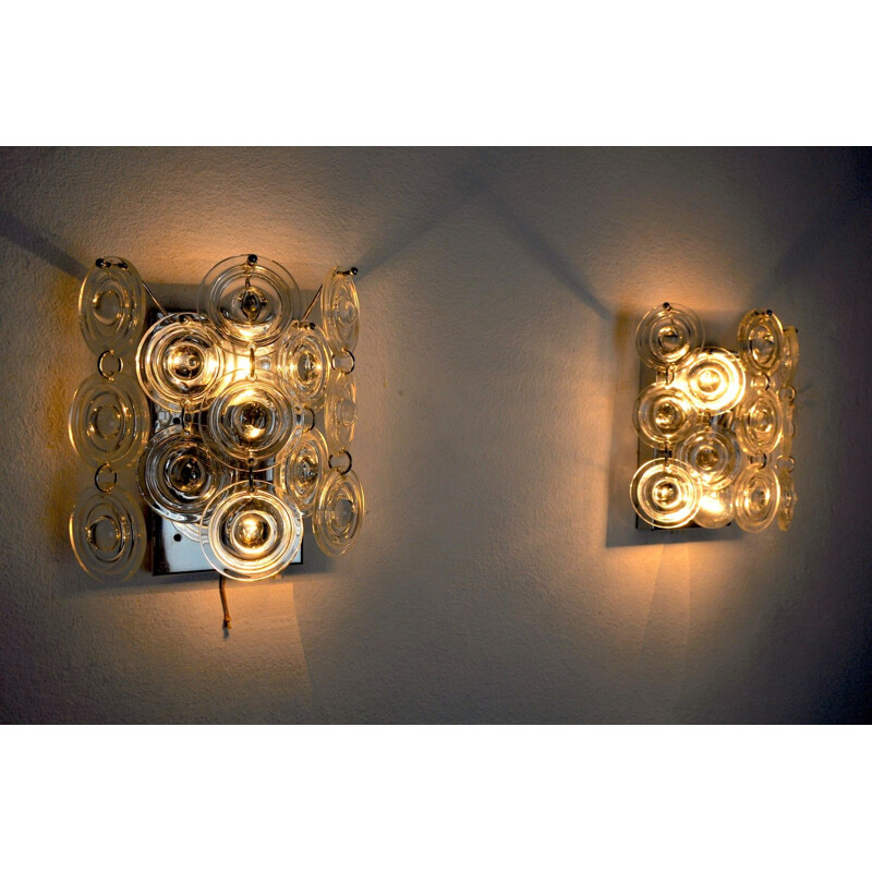 Pair of vintage murano glass sconces by Oscar Torlasco, Italy 1970