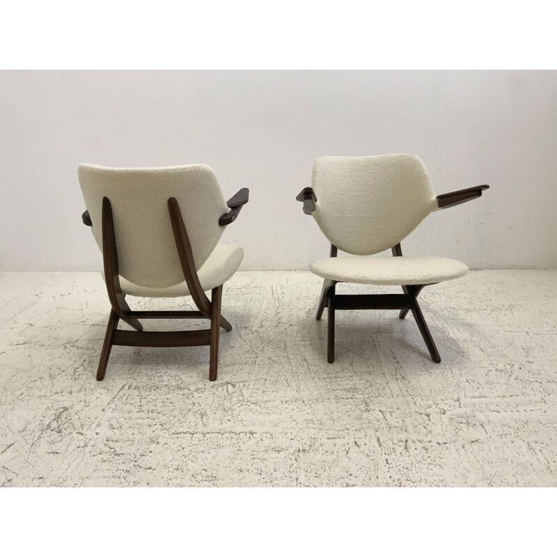 Pair of vintage "Pelican Chair" armchairs by Louis Van Teeffelen for Wébé, 1960