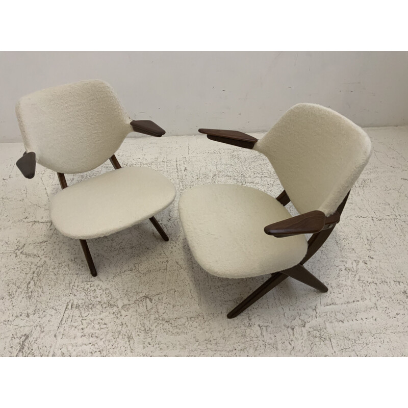 Pair of vintage "Pelican Chair" armchairs by Louis Van Teeffelen for Wébé, 1960