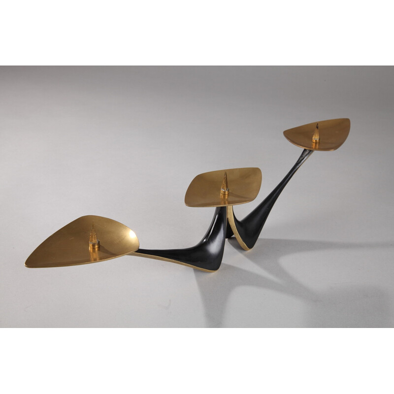 Mid-century candle holder in gold coloured bronze - 1950s