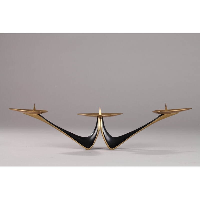 Mid-century candle holder in gold coloured bronze - 1950s