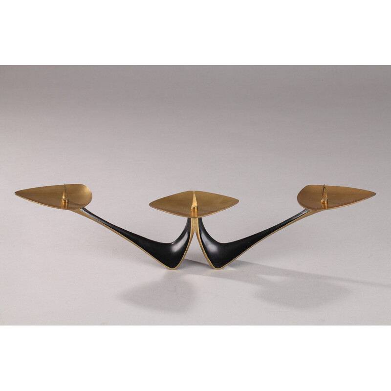 Mid-century candle holder in gold coloured bronze - 1950s