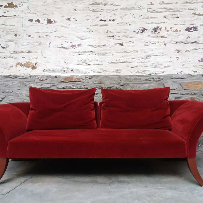 Neo-classical vintage sofa in velvet and feather by Paolo Piva for B&B