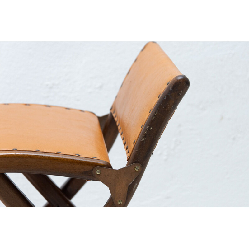 Vintage leatherette footrest, 1980s