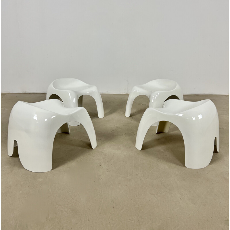 Vintage Efebino stool in white plastic by Stacy Dukes for Artemide, 1966