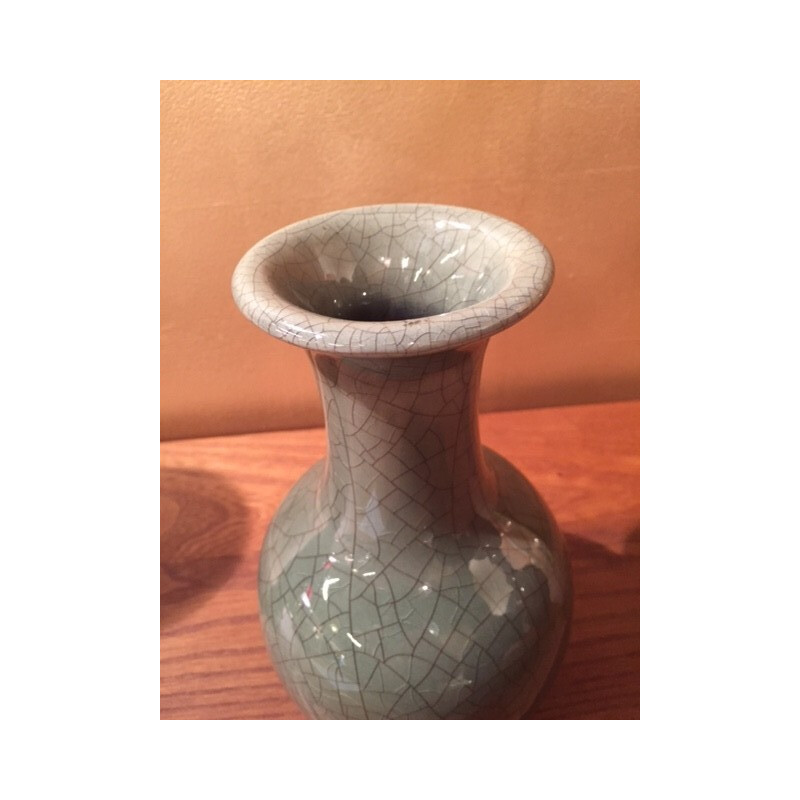 Mid-century vase in almond green ceramic, Pol CHAMBOST - 1970s