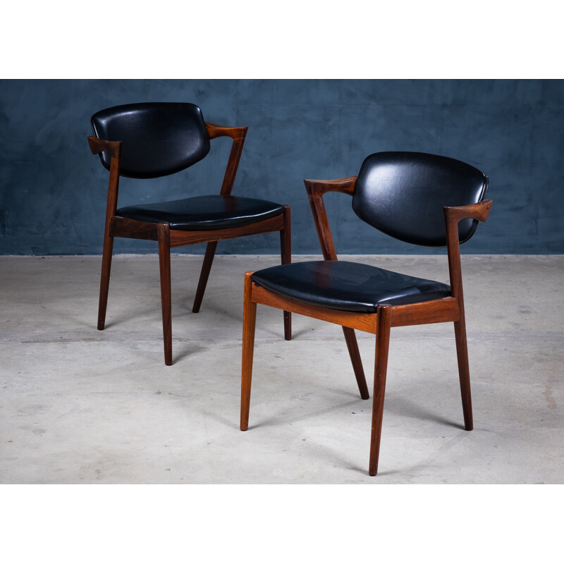 Set of 4 vintage rosewood armchairs by Kai Kristiansen for Schou Andersen, Denmark 1960