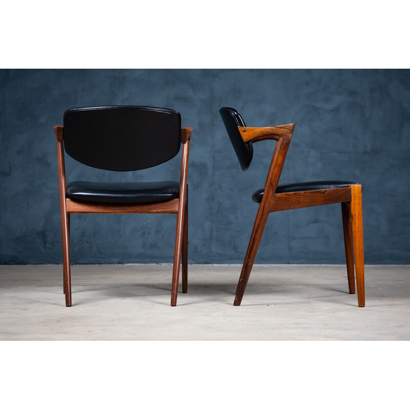 Set of 4 vintage rosewood armchairs by Kai Kristiansen for Schou Andersen, Denmark 1960