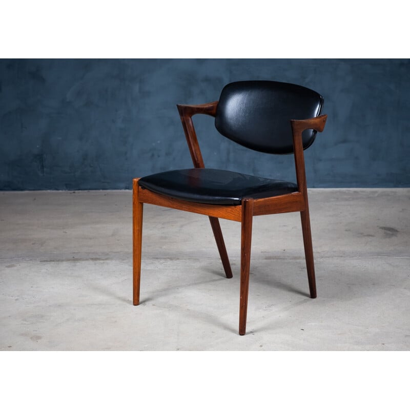 Set of 4 vintage rosewood armchairs by Kai Kristiansen for Schou Andersen, Denmark 1960