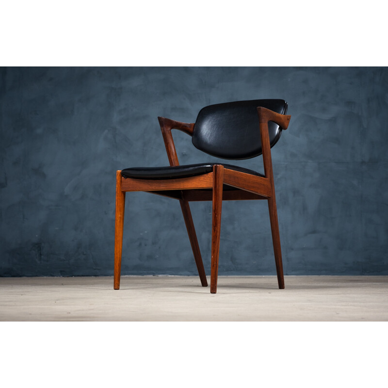 Set of 4 vintage rosewood armchairs by Kai Kristiansen for Schou Andersen, Denmark 1960