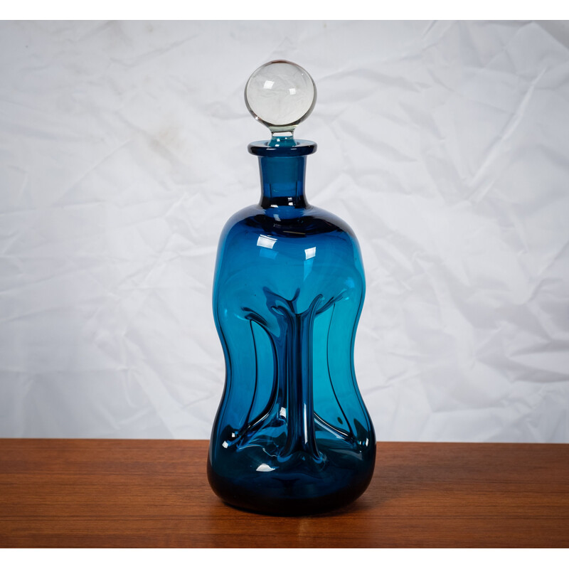 Decanter vintage Kluk Kluk di Jacob E. Bang per Holmegaard, 1950