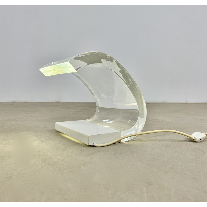 Vintage desk lamp in plexiglass and metal by Joe Colombo for Oluce, 1962