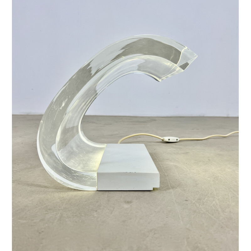 Vintage desk lamp in plexiglass and metal by Joe Colombo for Oluce, 1962