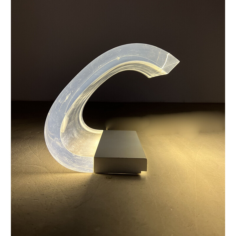 Vintage desk lamp in plexiglass and metal by Joe Colombo for Oluce, 1962