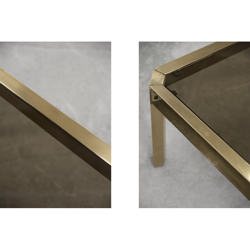 Brutalist vintage coffee table "T09" in brass by Peter Ghyczy, The Netherlands 1970