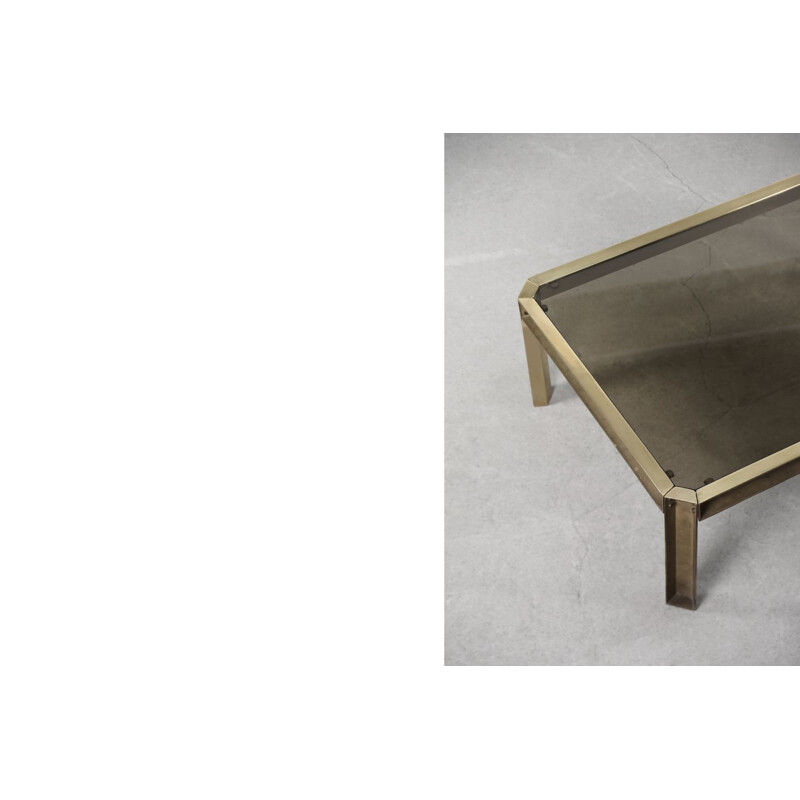 Brutalist vintage coffee table "T09" in brass by Peter Ghyczy, The Netherlands 1970