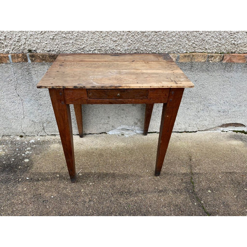 Vintage massief houten bureau met 1 lade