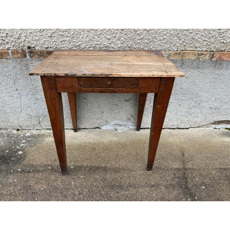 Vintage massief houten bureau met 1 lade