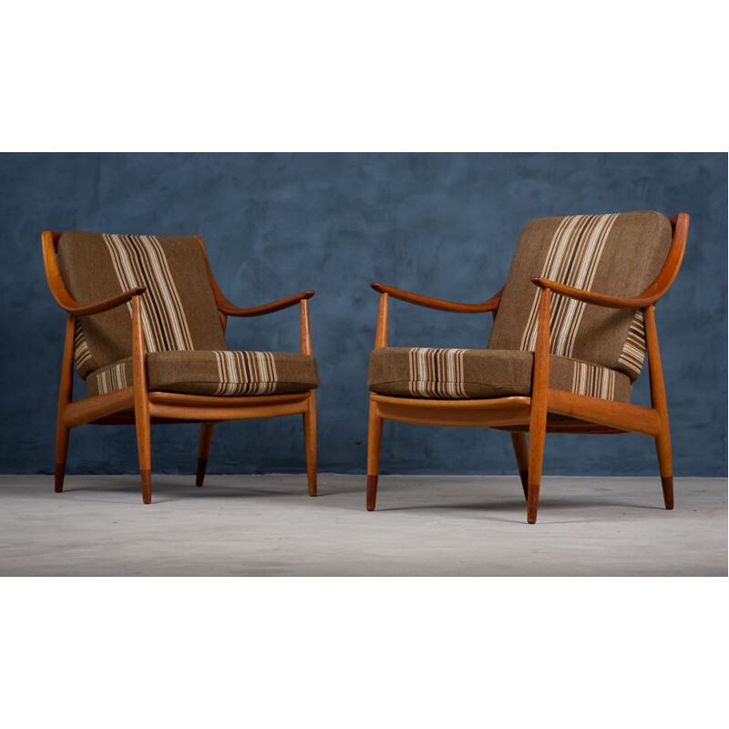 Pair of vintage teak armchairs by Peter Hvidt & Orla Mølgaard-Nielsen, Denmark 1950
