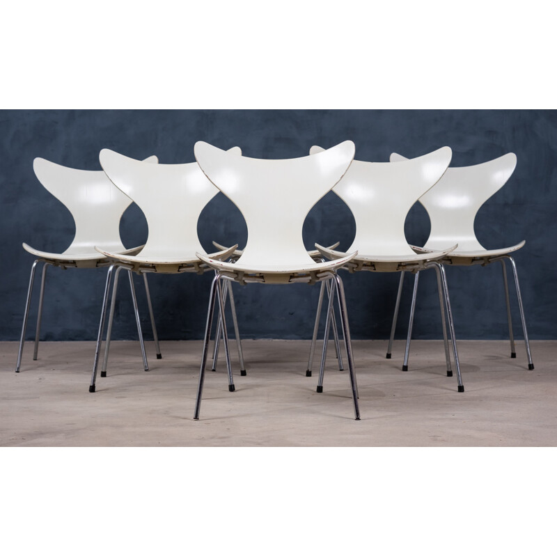 Ensemble de 6 chaises vintage Model 3108 Lily by Arne Jacobsen for Fritz Hansen, 1976