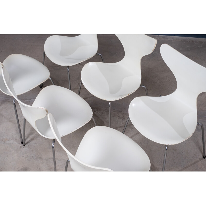 Set of 6 vintage chairs Model 3108 Lily by Arne Jacobsen for Fritz Hansen, 1976s