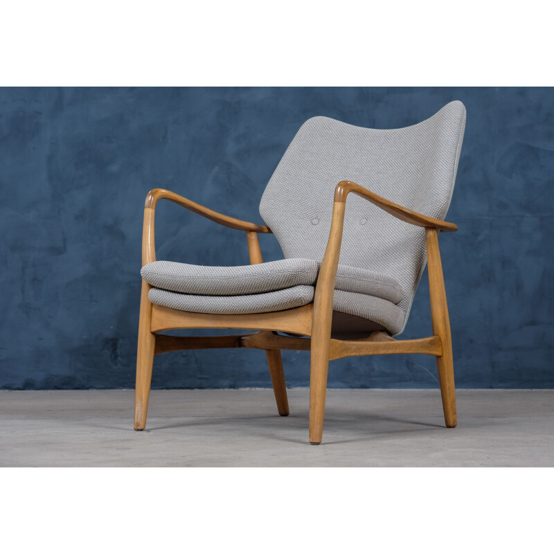 Pair of vintage stained beechwood armchairs by Madsen and Schubell, Denmark 1950