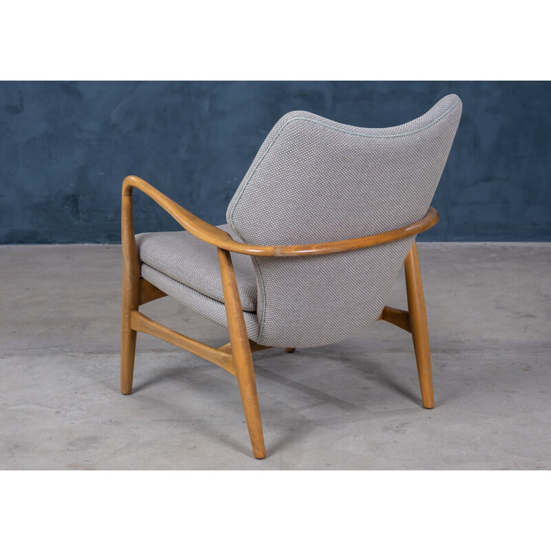 Pair of vintage stained beechwood armchairs by Madsen and Schubell, Denmark 1950