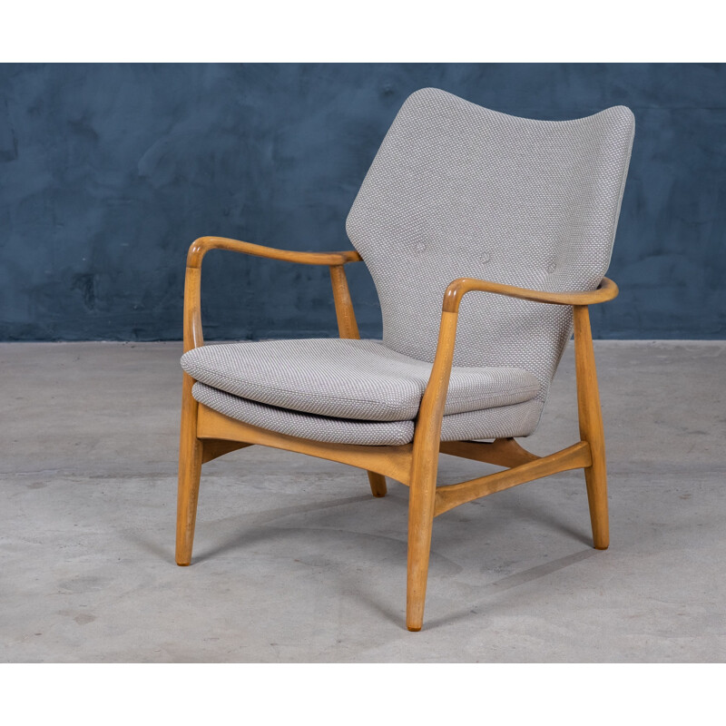 Pair of vintage stained beechwood armchairs by Madsen and Schubell, Denmark 1950