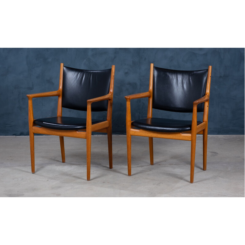 Pair of vintage teak armchairs "JH-513" by Hans J. Wegner for Johannes Hansen