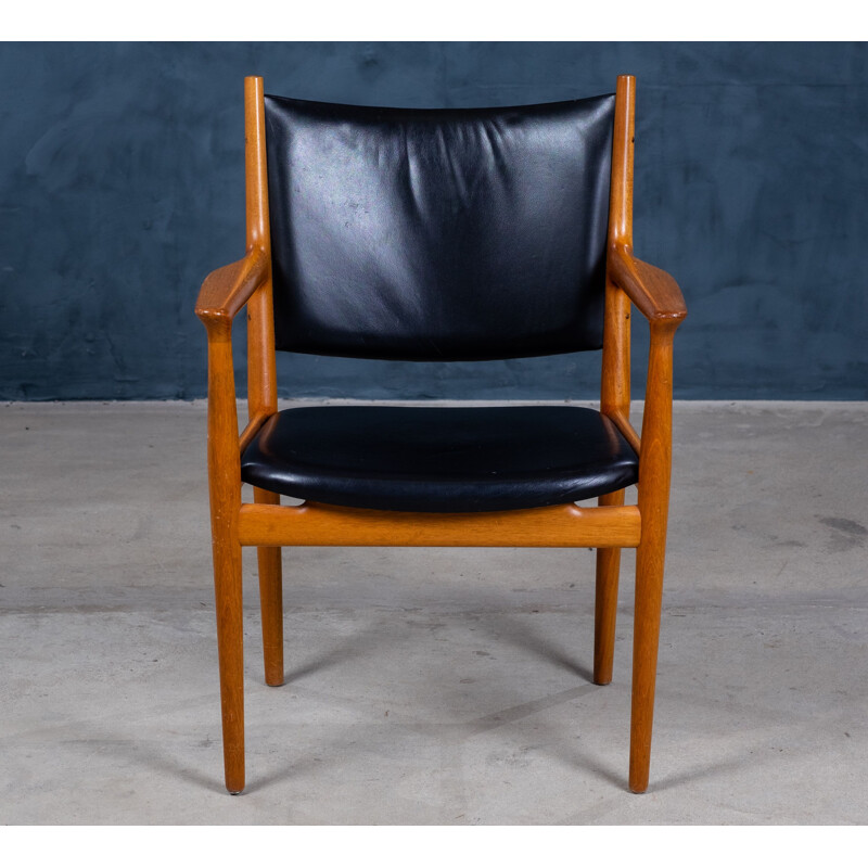 Paar vintage teakhouten fauteuils "JH-513" van Hans J. Wegner voor Johannes Hansen