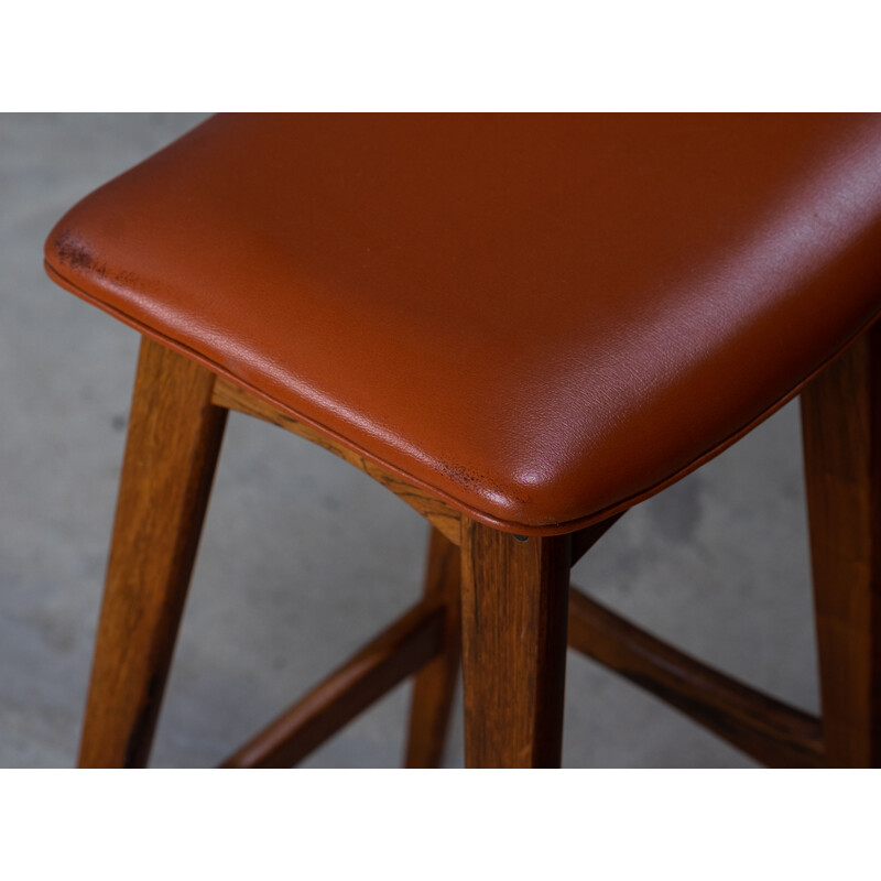 Set of 4 vintage leather stools by Erik Buch for Dyrlund