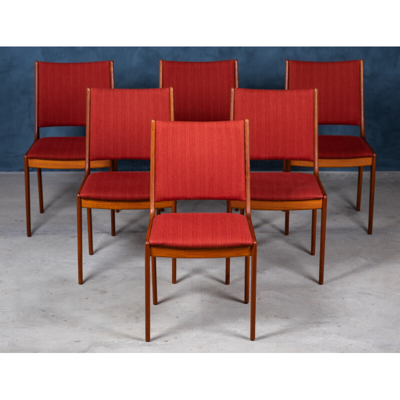 Set di 6 sedie vintage in teak di Johannes Andersen per Uldum Møbelfabrik, Danimarca 1960