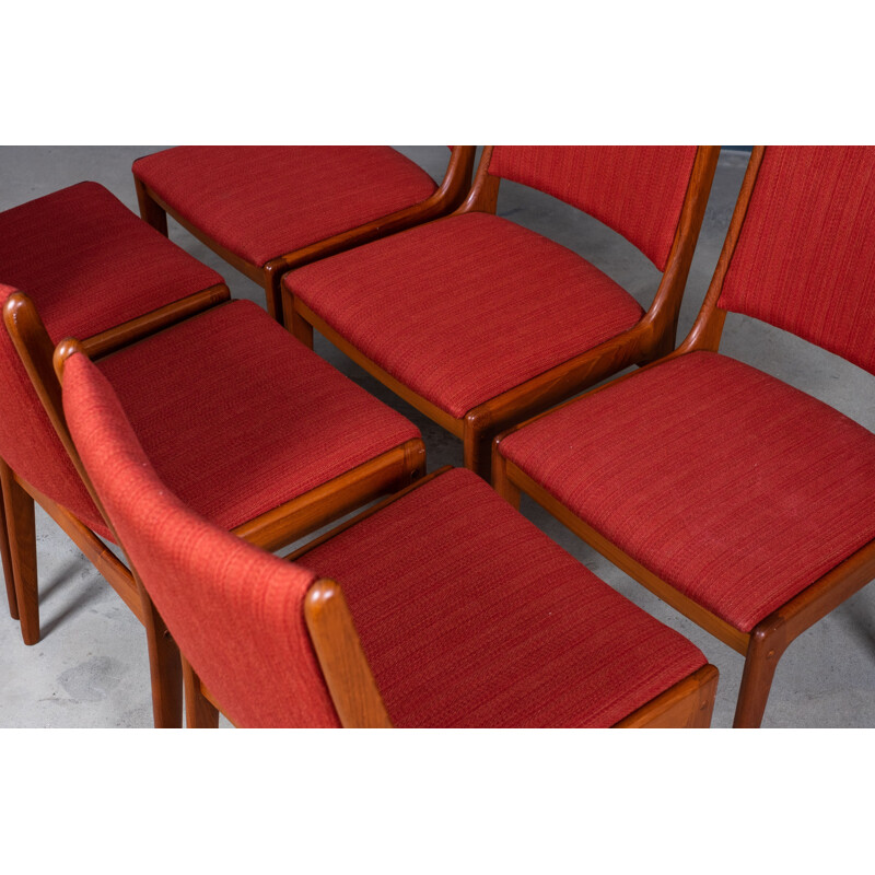 Set van 6 vintage teakhouten stoelen van Johannes Andersen voor Uldum Møbelfabrik, Denemarken 1960