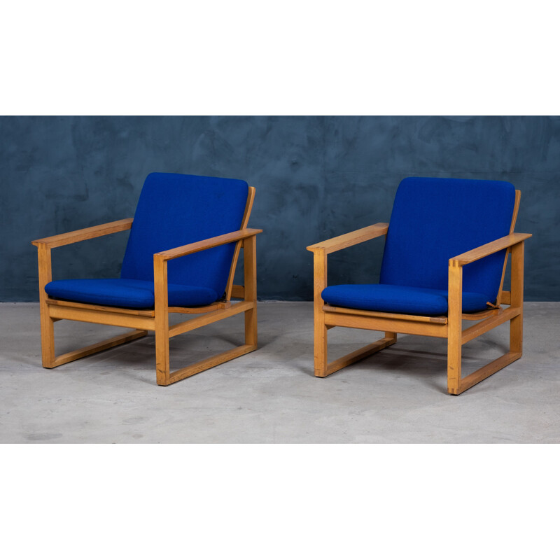 Pair of vintage oak armchairs "2256" by Børge Mogensen for Fredericia, 1970