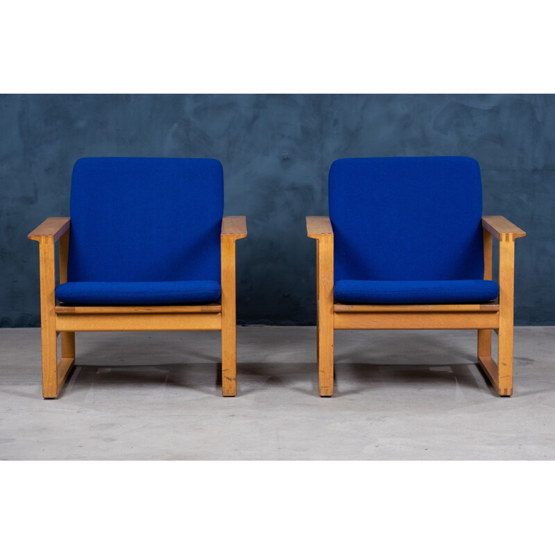 Paar vintage eiken fauteuils "2256" van Børge Mogensen voor Fredericia, 1970