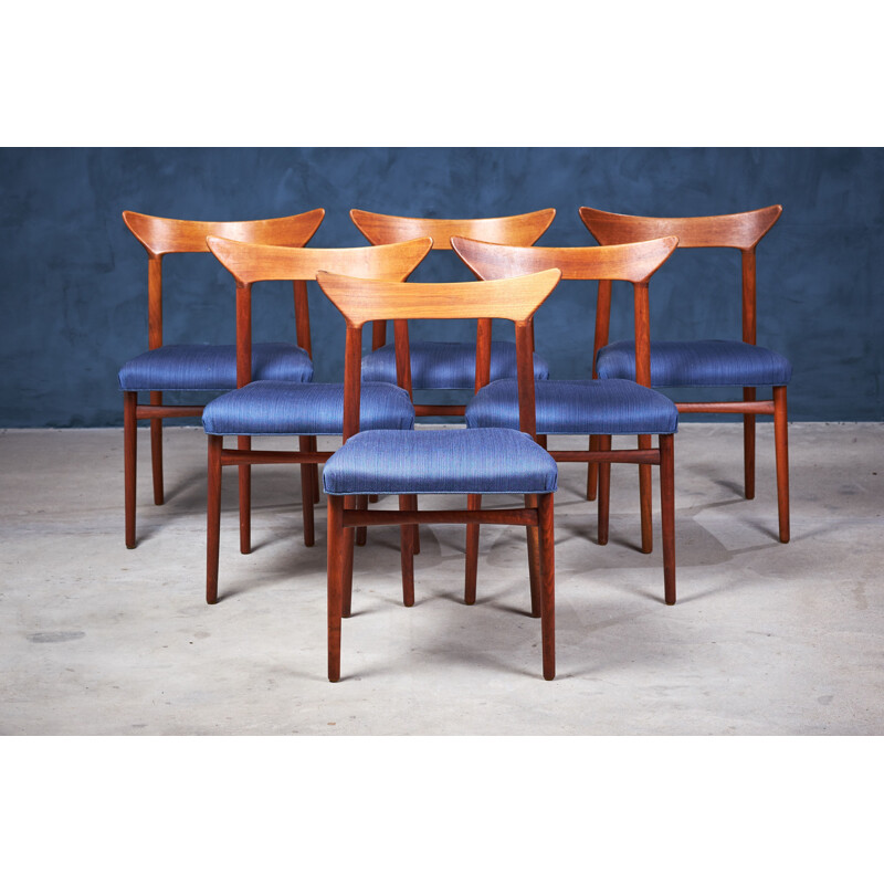 Conjunto de 6 cadeiras de teca dinamarquesas vintage por Kurt Østervig, 1960
