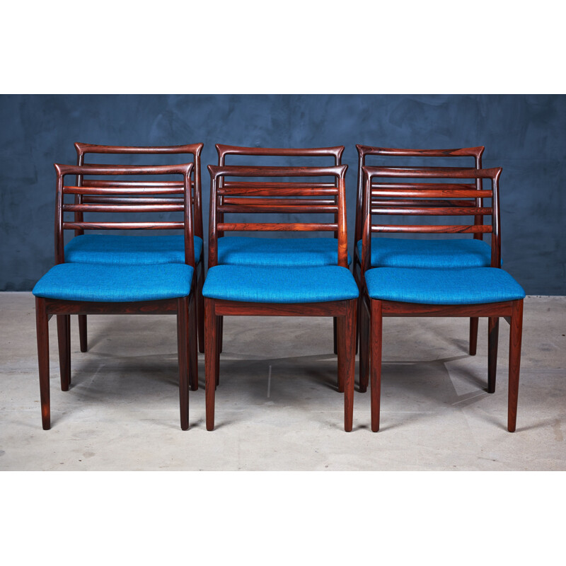 Conjunto de 6 cadeiras de pau-rosa dinamarquesas vintage por Erling Torvits para Sorø Stolefabrik, 1960