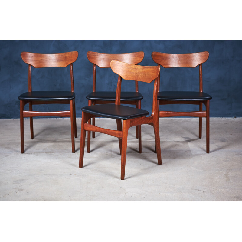 Set of 4 mid-century Danish teak dining chairs by Schiønning & Elgaard for Randers Møbelfabrik, 1960s