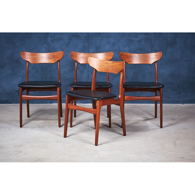 Conjunto de 4 cadeiras dinamarquesas de teca vintage por Schiønning