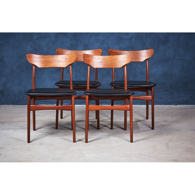 Set of 4 mid-century Danish teak dining chairs by Schiønning & Elgaard for Randers Møbelfabrik, 1960s