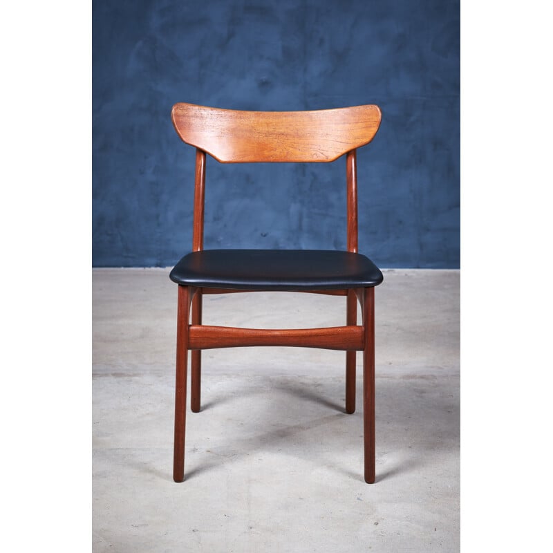 Set van 4 vintage teakhouten Deense stoelen van Schiønning