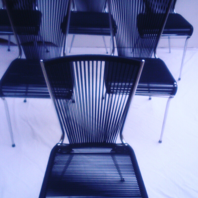 Set of 6 Scoubidou chairs - 1960s