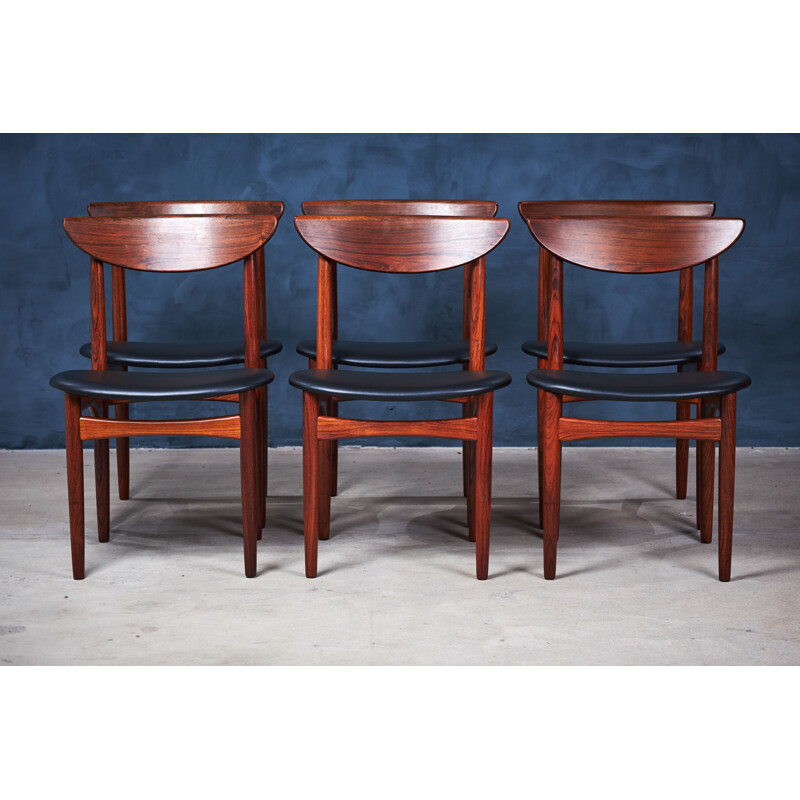 Set of 6 mid-century Danish rosewood dining chairs by Kurt Østervig for Kp Møbler