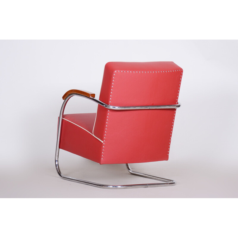 Vintage-Sessel aus rotem Leder von Mucke Melder, 1930