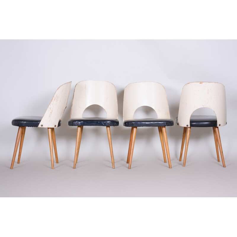 Set van 4 vintage zwart-witte stoelen van Oswald Haerdtl, 1950