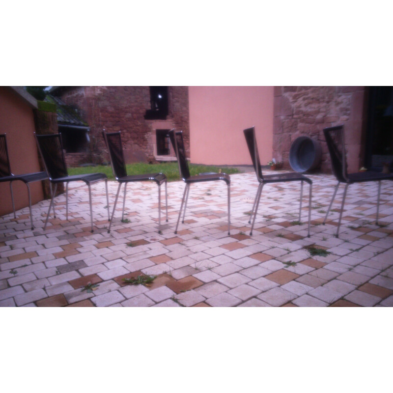 Set of 6 Scoubidou chairs - 1960s