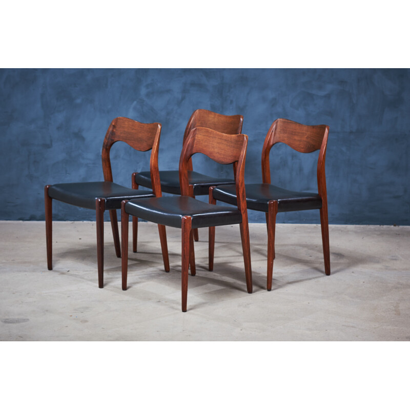 Set of 4 vintage rosewood chairs by Niels Otto Møller for J.L. Møllers, Denmark 1950